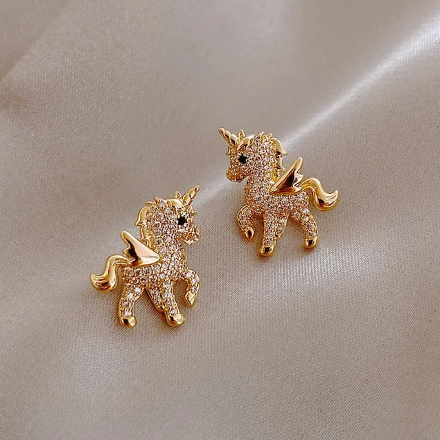 Cute Children Anime Crystal Rhinestone Unicorn Pendant