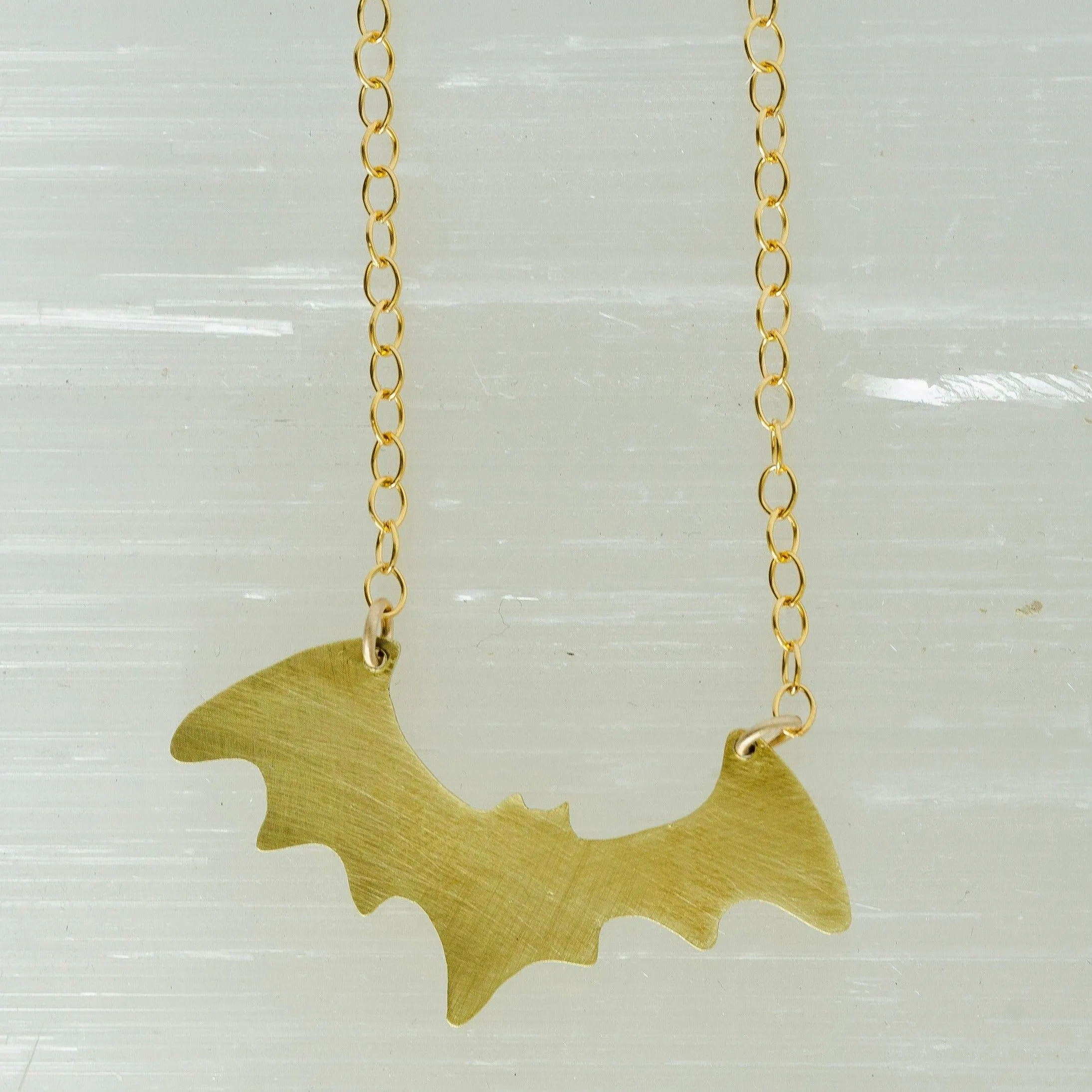 Dainty Bat Layering Necklace in Brass or Sterling Silver: Halloween Jewelry