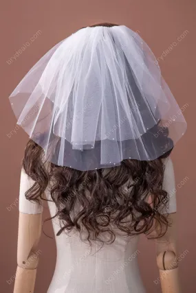 Dainty Pearls Shoulder Length Comb Bridal Veil