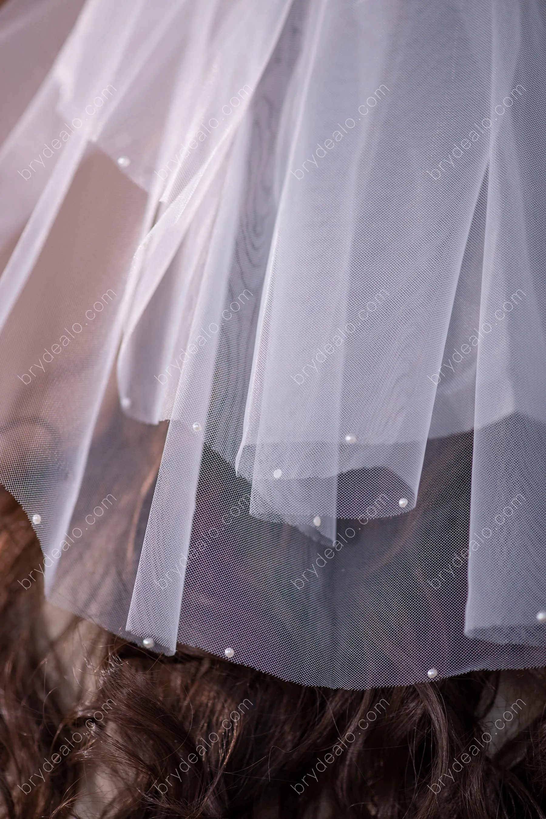 Dainty Pearls Shoulder Length Comb Bridal Veil