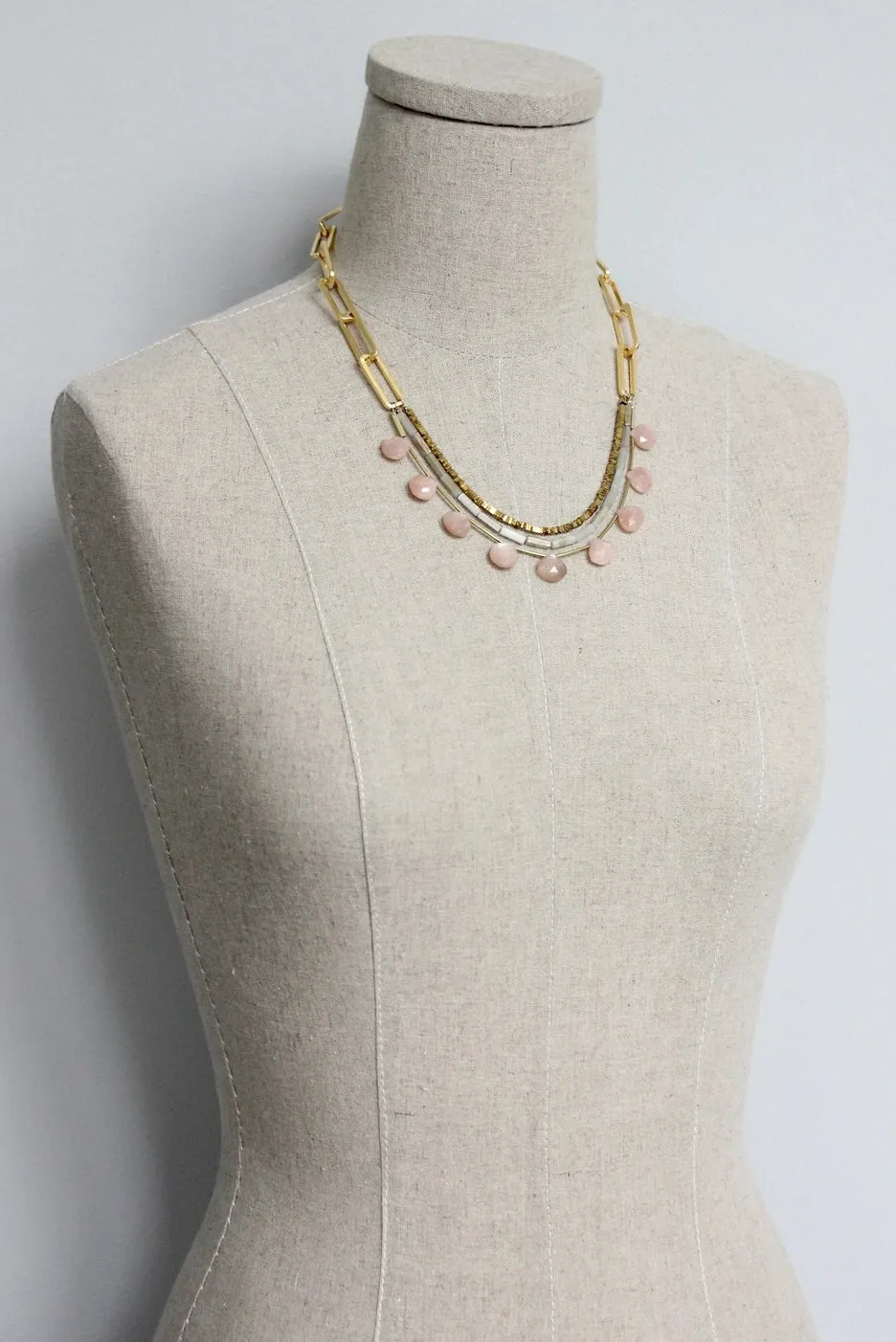 David Aubrey Peach Moonstone Bib Necklace