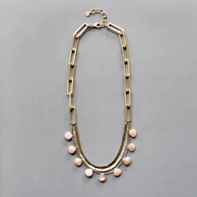 David Aubrey Peach Moonstone Bib Necklace