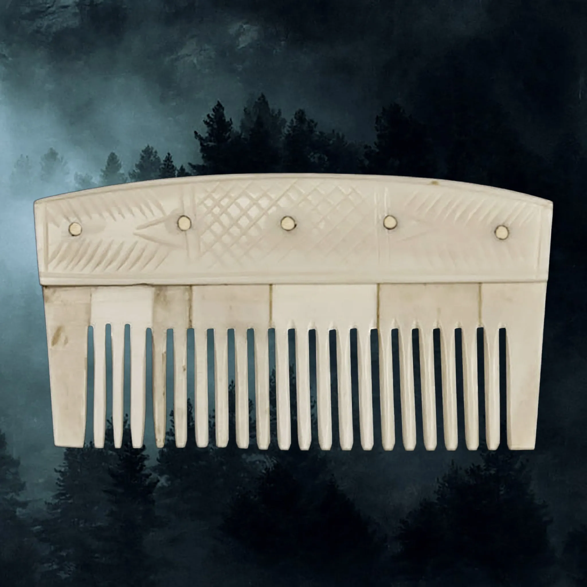 Decorated Bone Viking Comb