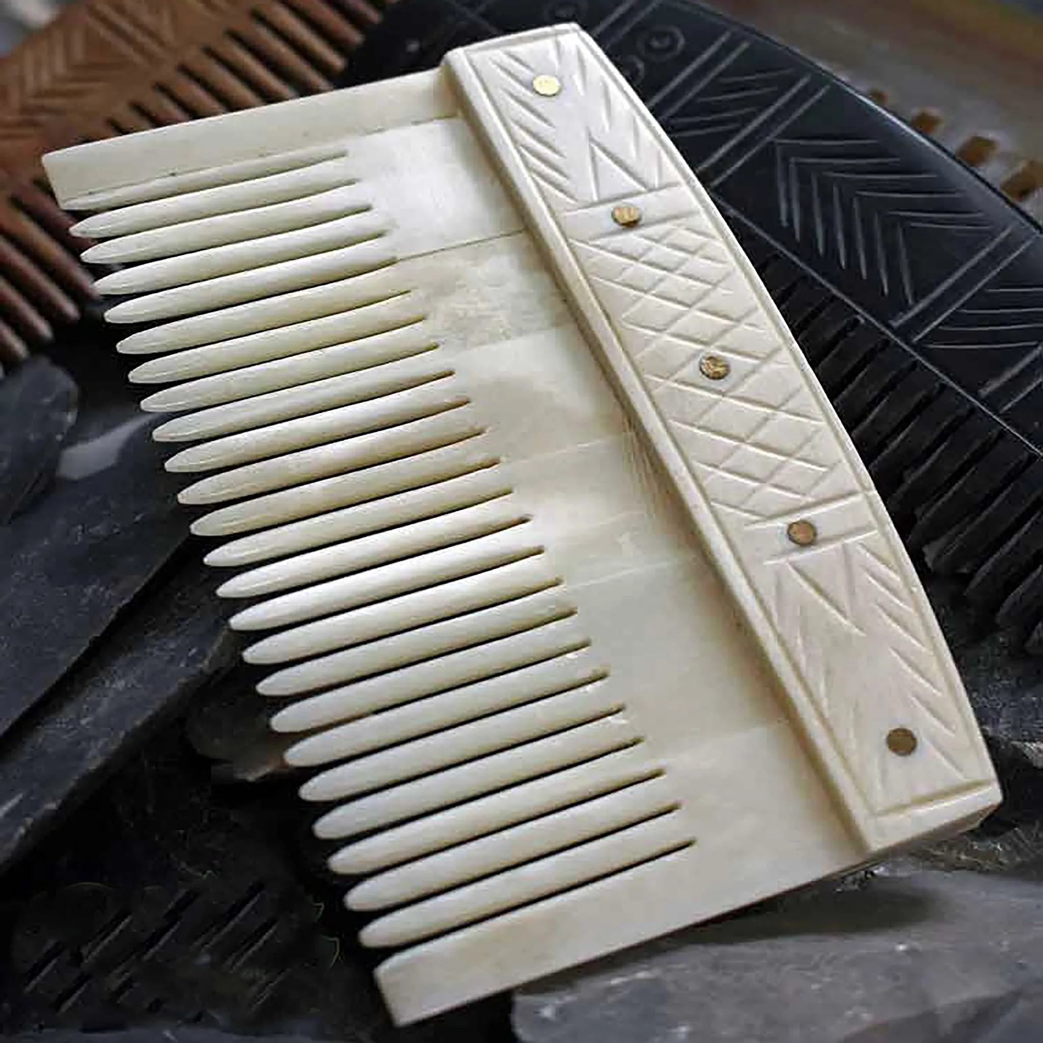 Decorated Bone Viking Comb