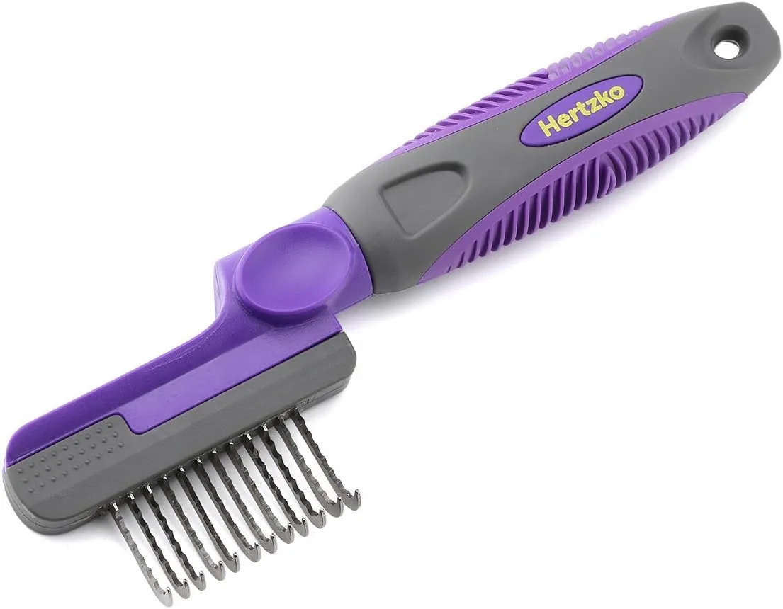 Dematting Brush Comb - Safety Edges For Removing Dead, Matted & Knotted Fur From