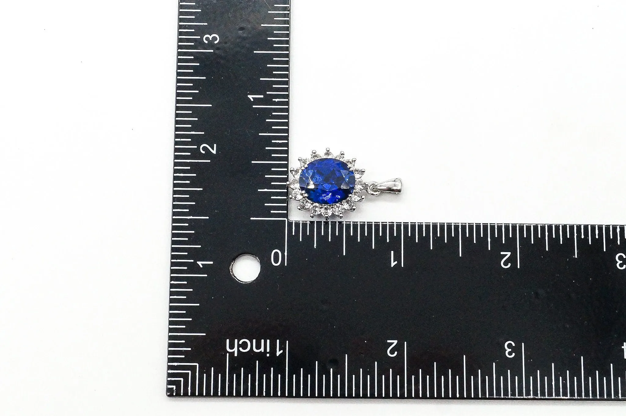 Designer JWBR Lab Sapphire Cubic Zirconia Sterling Silver Pendant