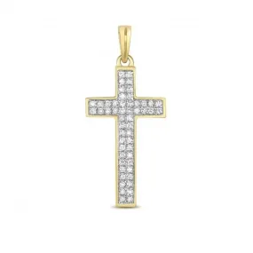 Diamond Jewellery 9ct White Gold Diamond Cross Pave Set Pendant PD121