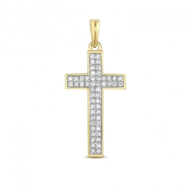 Diamond Jewellery 9ct White Gold Diamond Cross Pave Set Pendant PD121