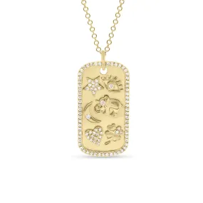 Diamond Lucky Symbols Dog Tag Pendant