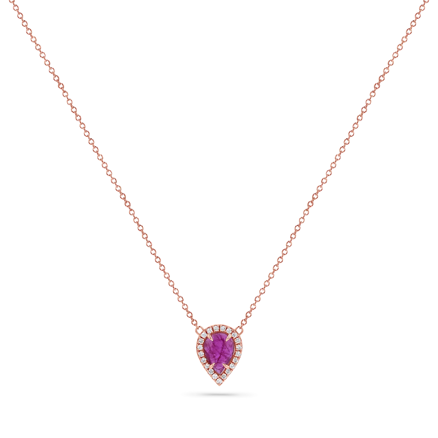 Diamond Pave Ruby Solitaire Pendant