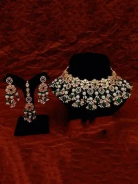 Drop Layered Choker Earring And Teeka Set