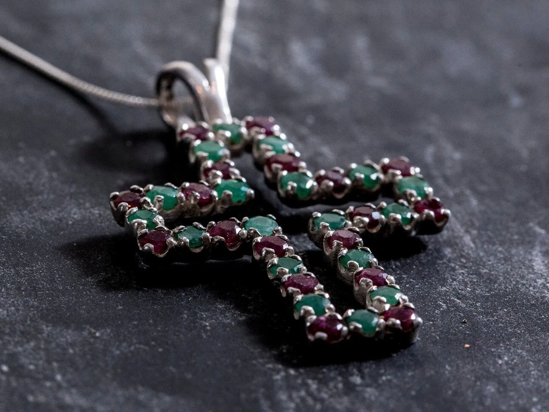 Emerald Cross Necklace - Real Emerald Cross Pendant - Large Ruby Necklace