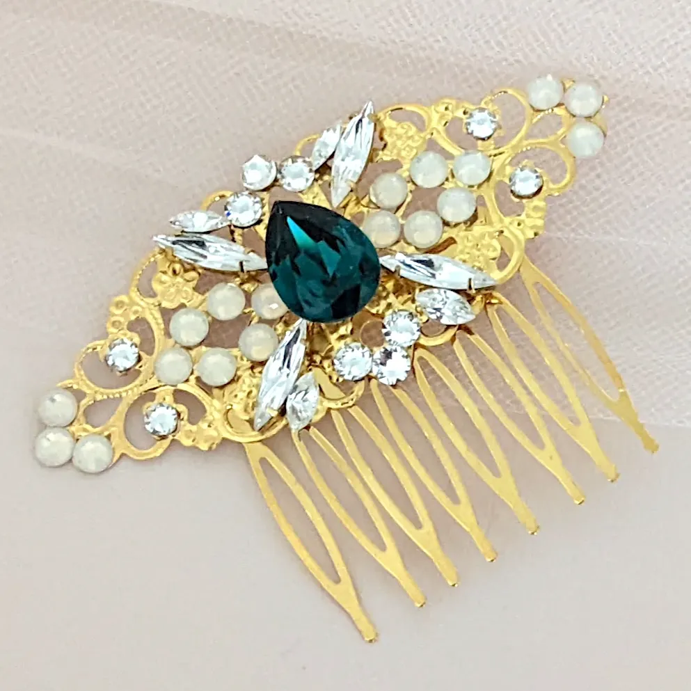 Emerald Hair Comb