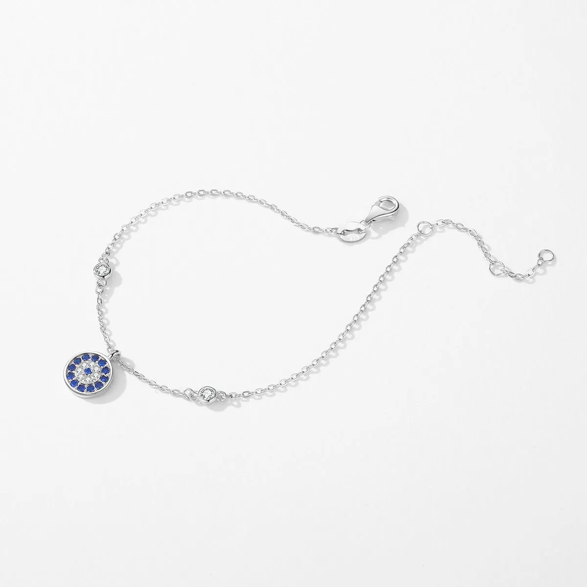 Everyday Genie Sterling Silver Blue Eye Bracelet with Zircon Demon Eye