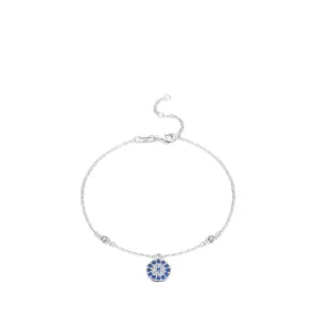 Everyday Genie Sterling Silver Blue Eye Bracelet with Zircon Demon Eye