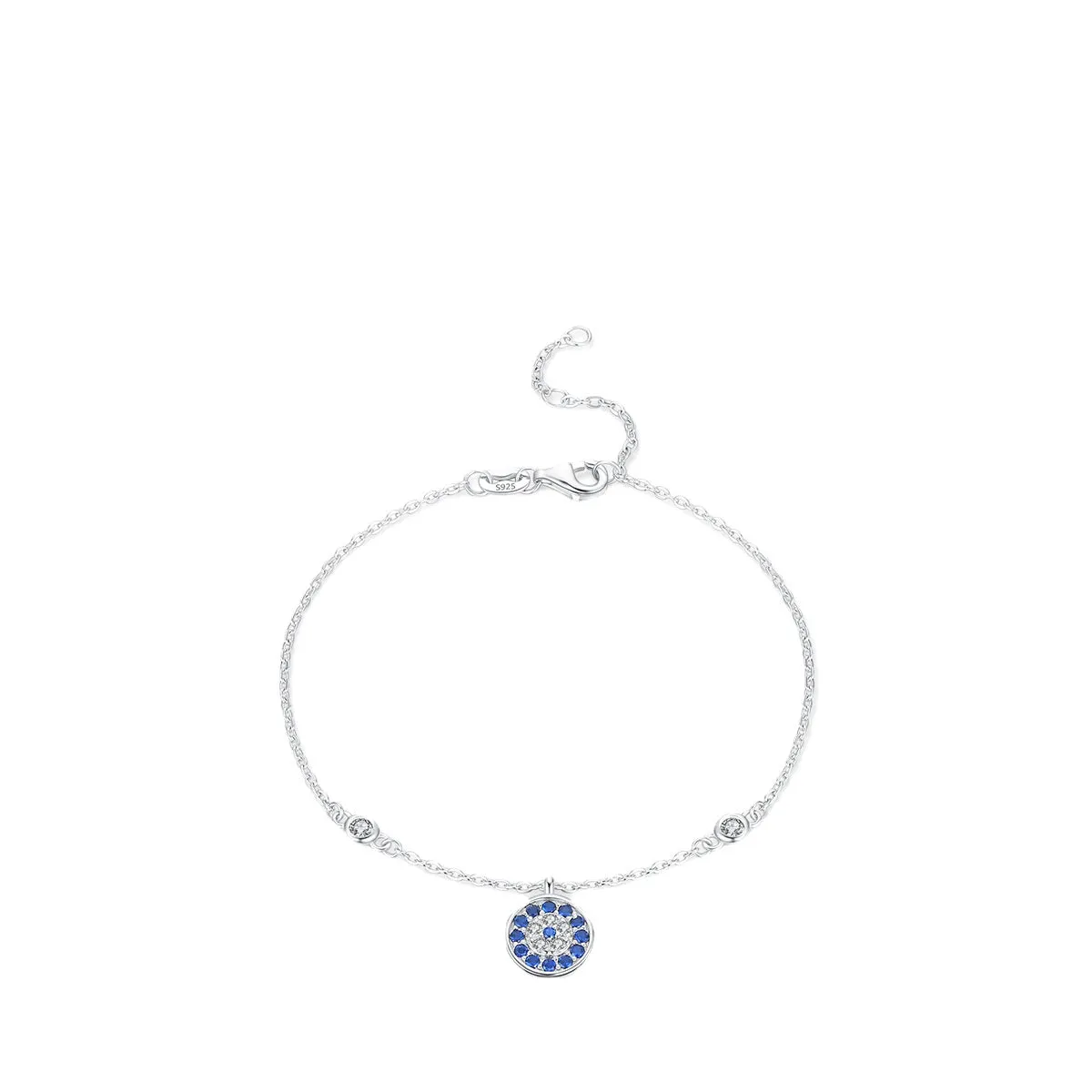 Everyday Genie Sterling Silver Blue Eye Bracelet with Zircon Demon Eye