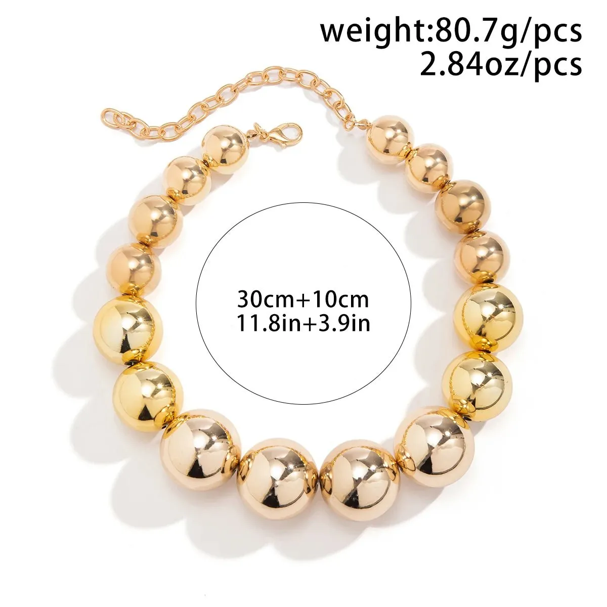 Exaggerated CCB Big Ball Beads Choker Necklace - Hip Hop Fashion Statement