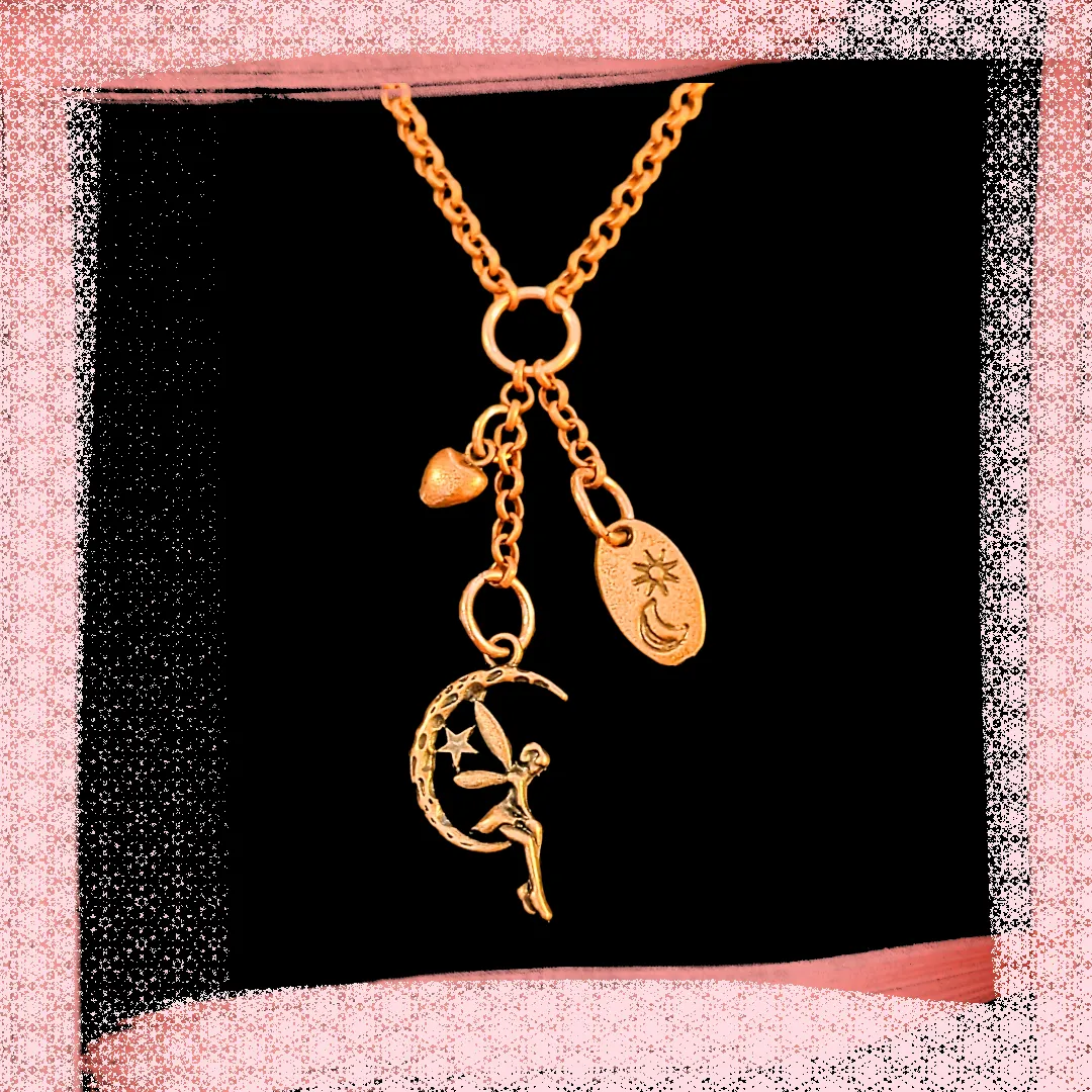 Fairy Moon Copper Charm Keeper Necklace, 18-24 inch