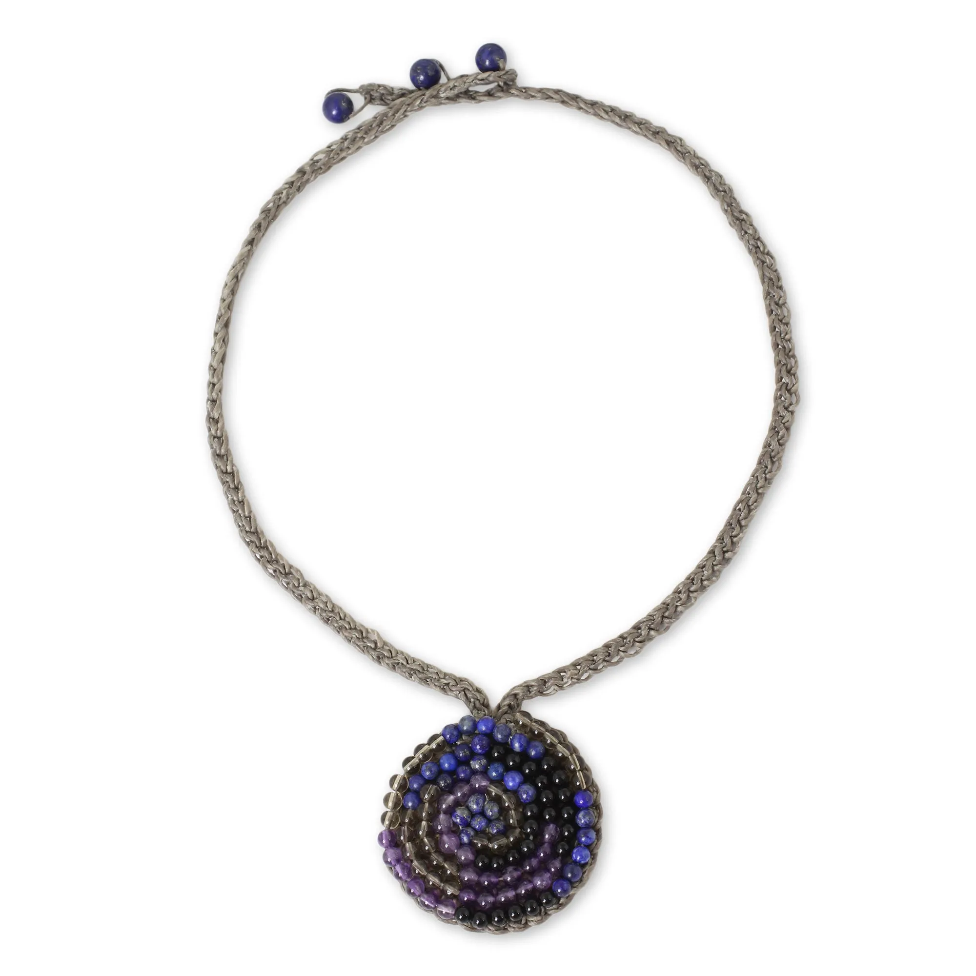 Fascinate Me Spiral Pendant Necklace with Lapis Lazuli and Amethyst