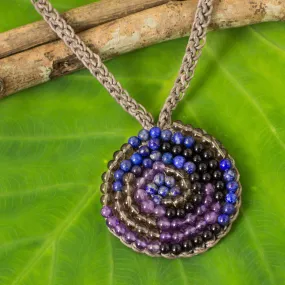 Fascinate Me Spiral Pendant Necklace with Lapis Lazuli and Amethyst