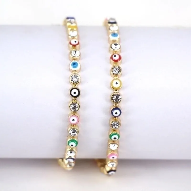 Fashion Micro-inlaid Zircon Oil Drip Eye Color Drip Oil Devil Eye Copper Bracelet