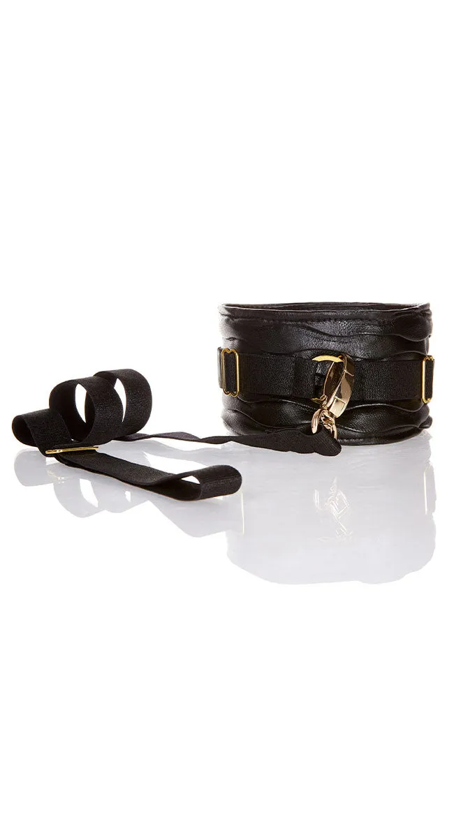 Faux Leather Collar With Leash