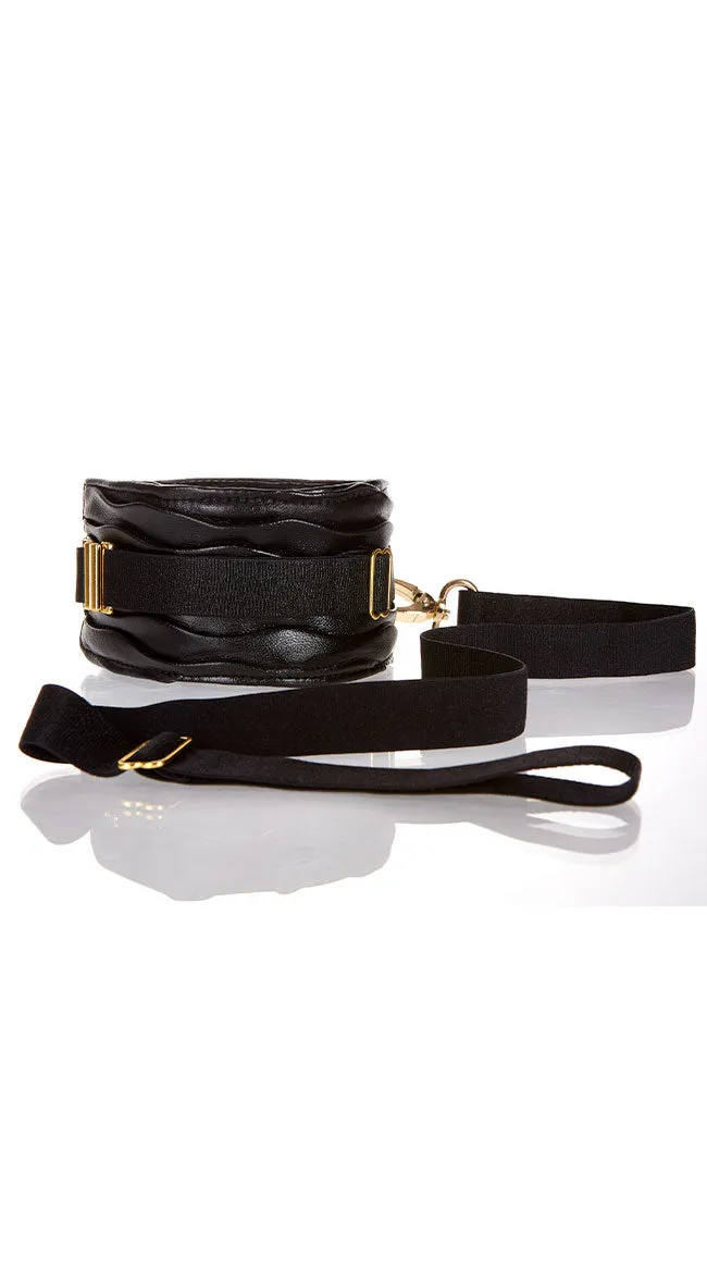 Faux Leather Collar With Leash