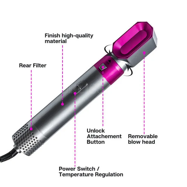 Five-in-one Hot Air Comb Hair Dryer Multi-functional Styling Comb Straight Curly Hair Dual-use Cross-border Factory