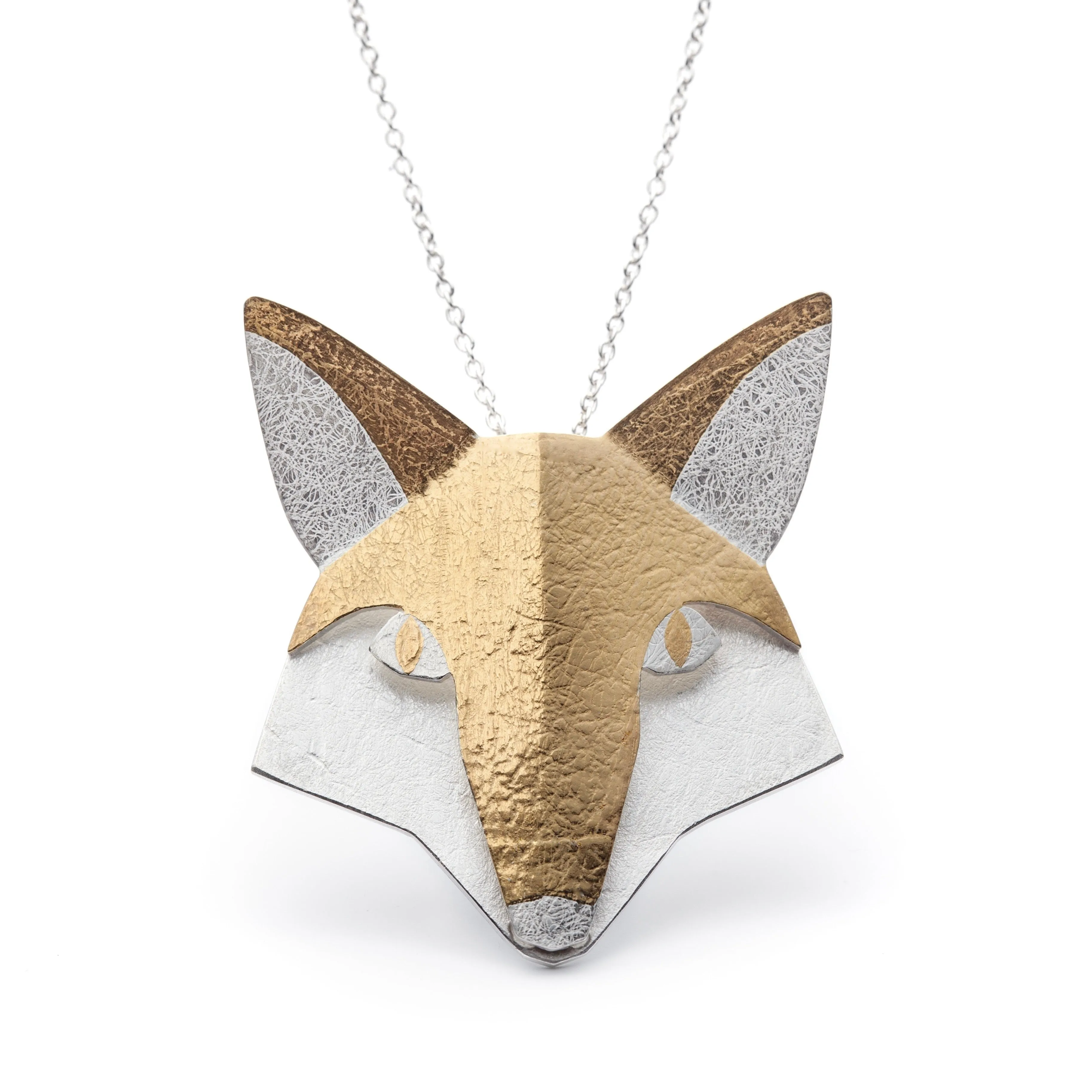 Fox Pendant in silver and 24k gold keumboo by Karine Rodrigue