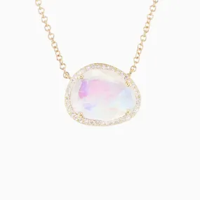 Free Form Moonstone & Diamond Necklace