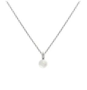 Freshwater pearl pendant with stone set Bale 18"