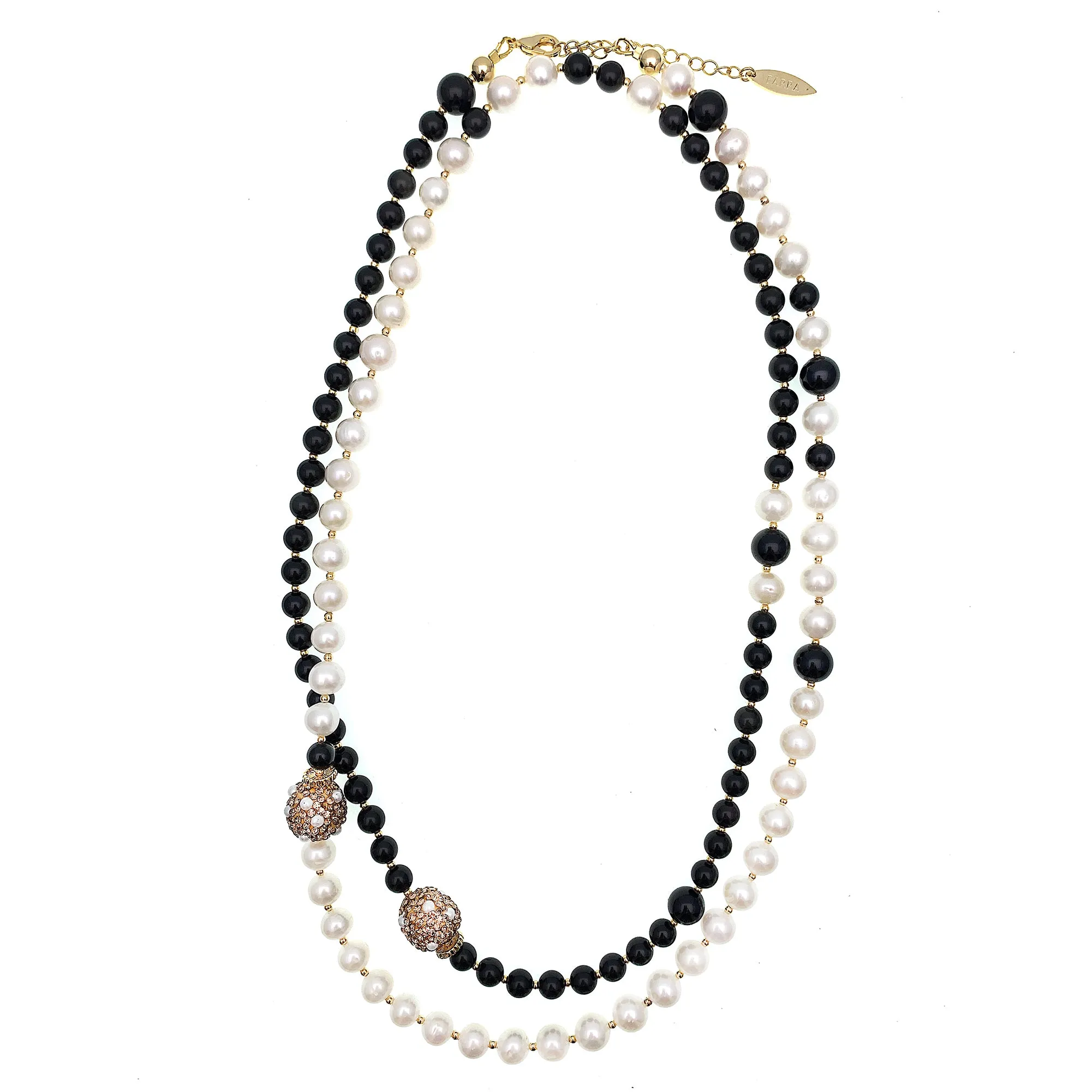 Freshwater Pearls With Black Obsidian Two Ways Necklace FN029