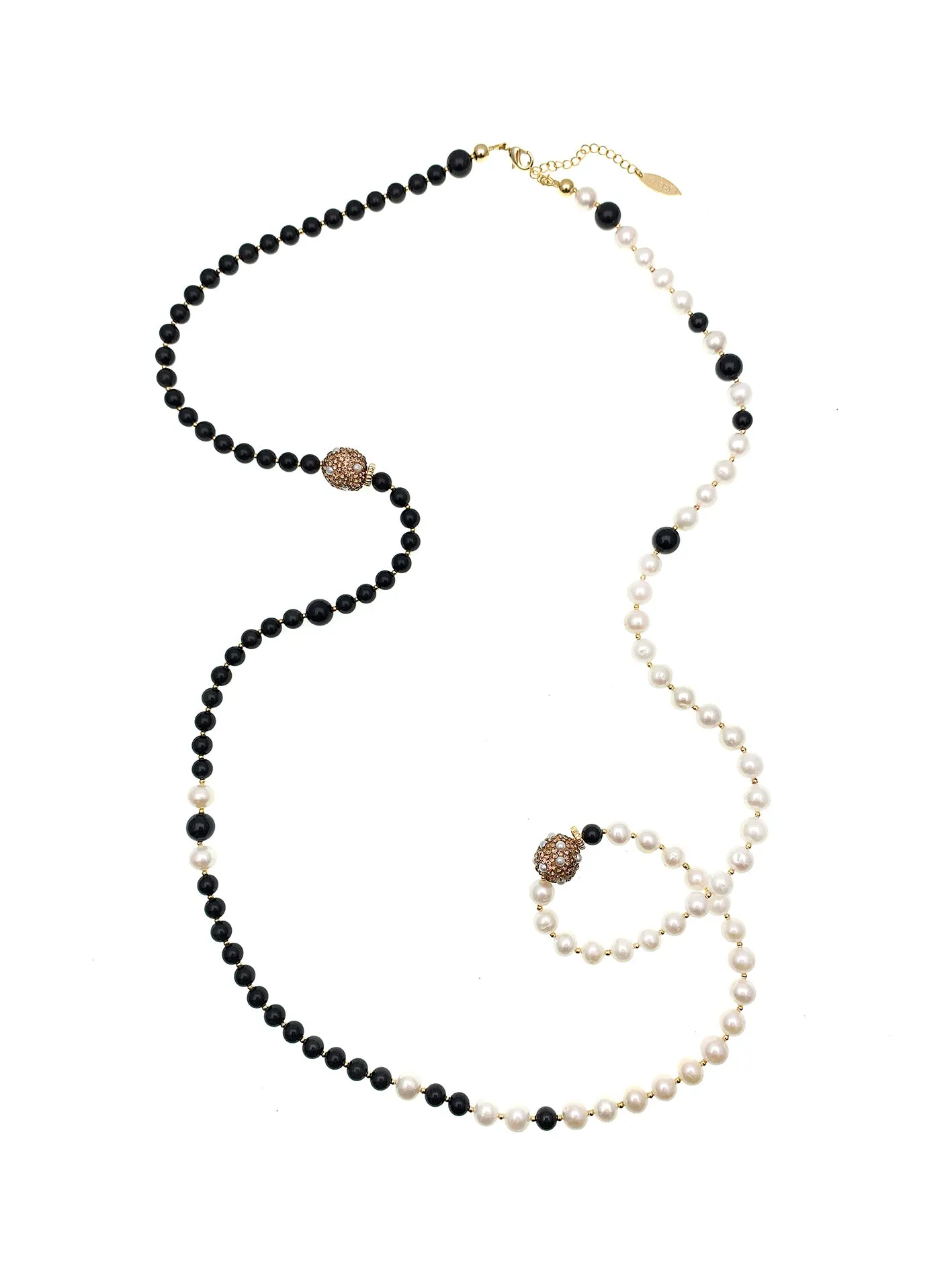 Freshwater Pearls With Black Obsidian Two Ways Necklace FN029