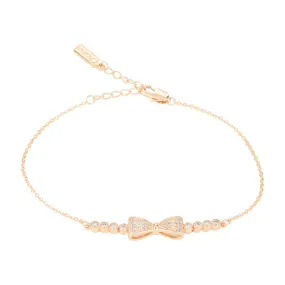 Full Zircon Bow Silver Bracelet for Women