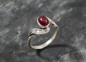 Genuine Ruby Ring - Classy Red Ring - Vintage Diamond Ring