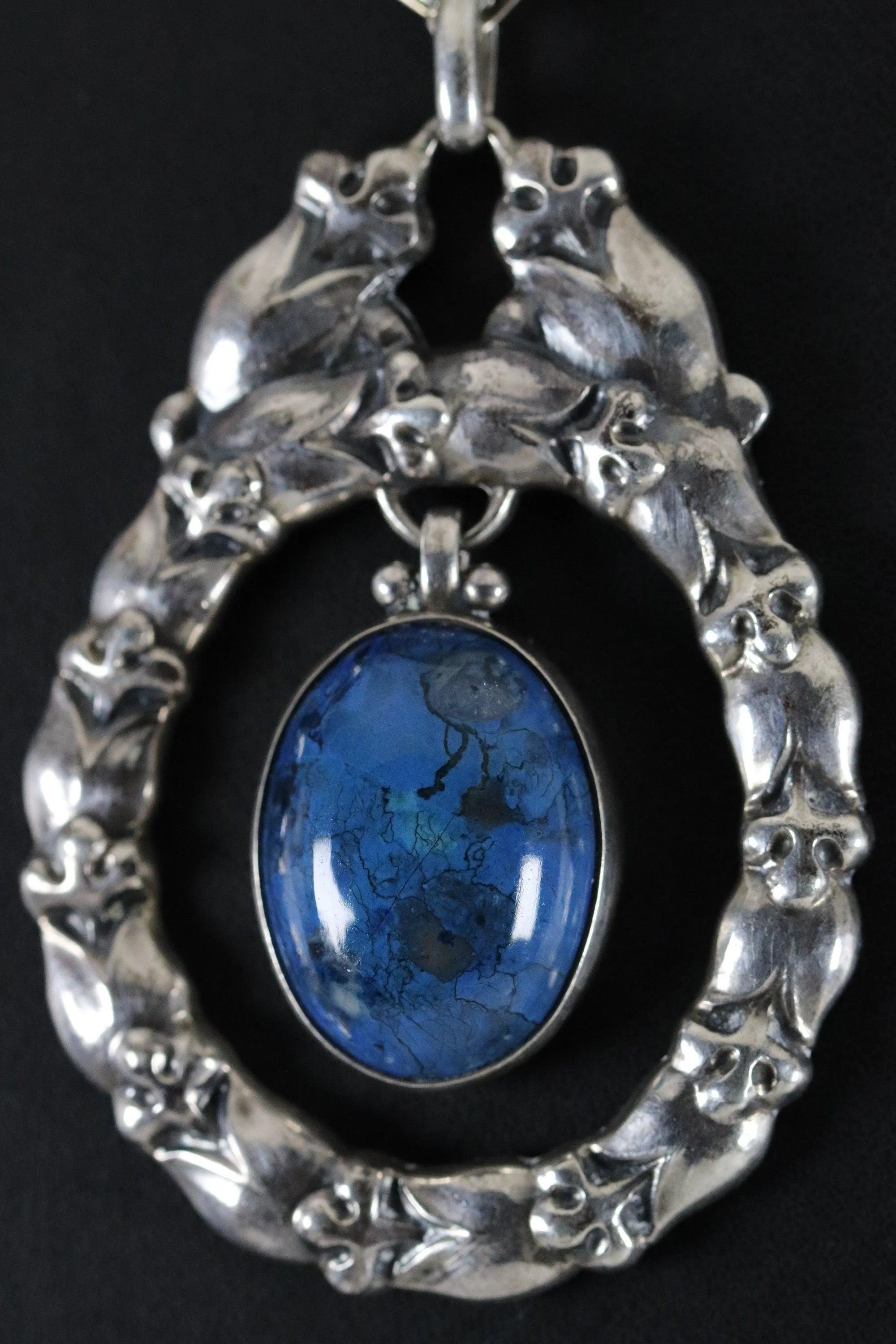 Georg Jensen Jewelry | Lapis Lazuli Art Nouveau Silver Vintage Necklace Pendant 20