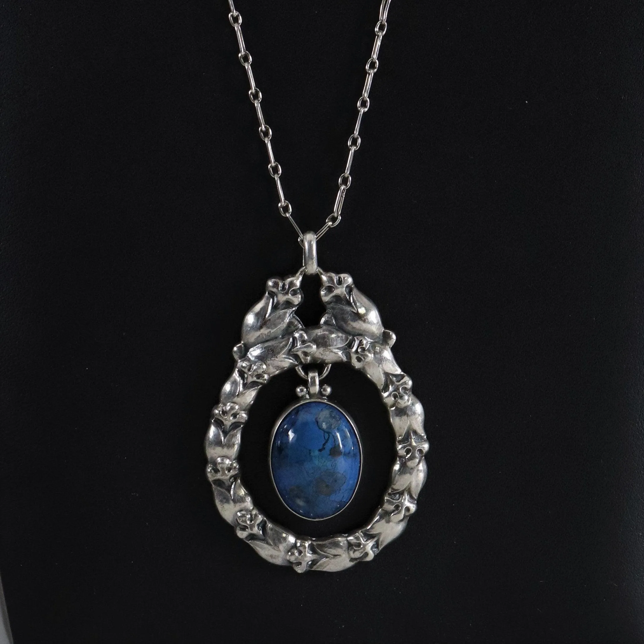 Georg Jensen Jewelry | Lapis Lazuli Art Nouveau Silver Vintage Necklace Pendant 20