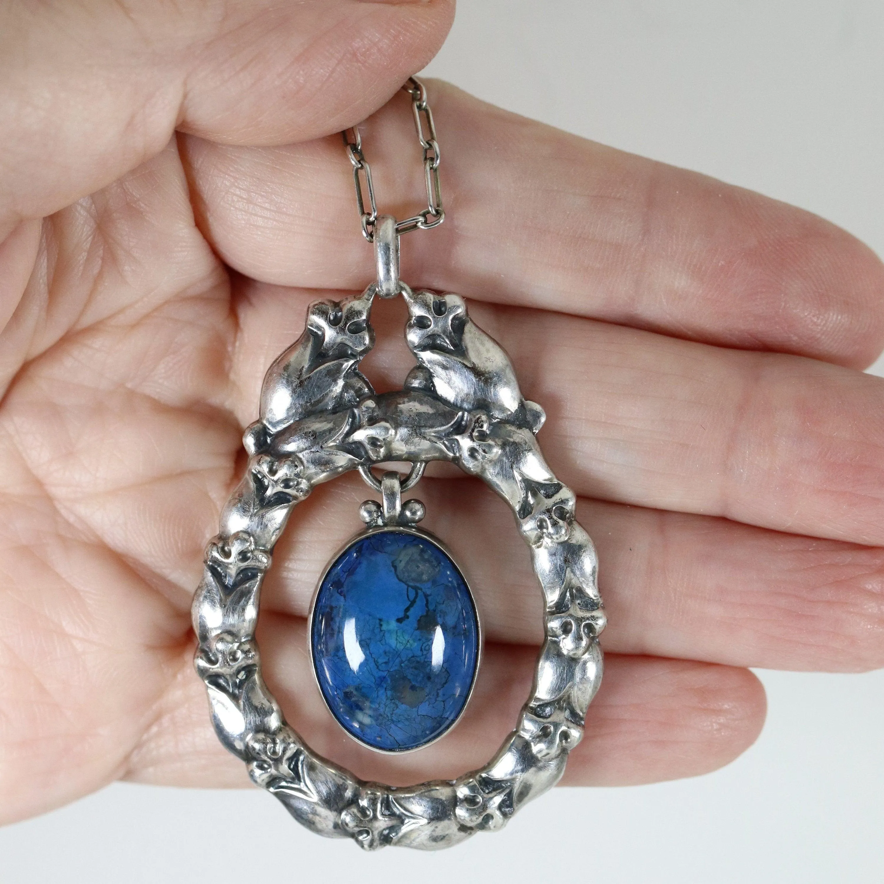 Georg Jensen Jewelry | Lapis Lazuli Art Nouveau Silver Vintage Necklace Pendant 20