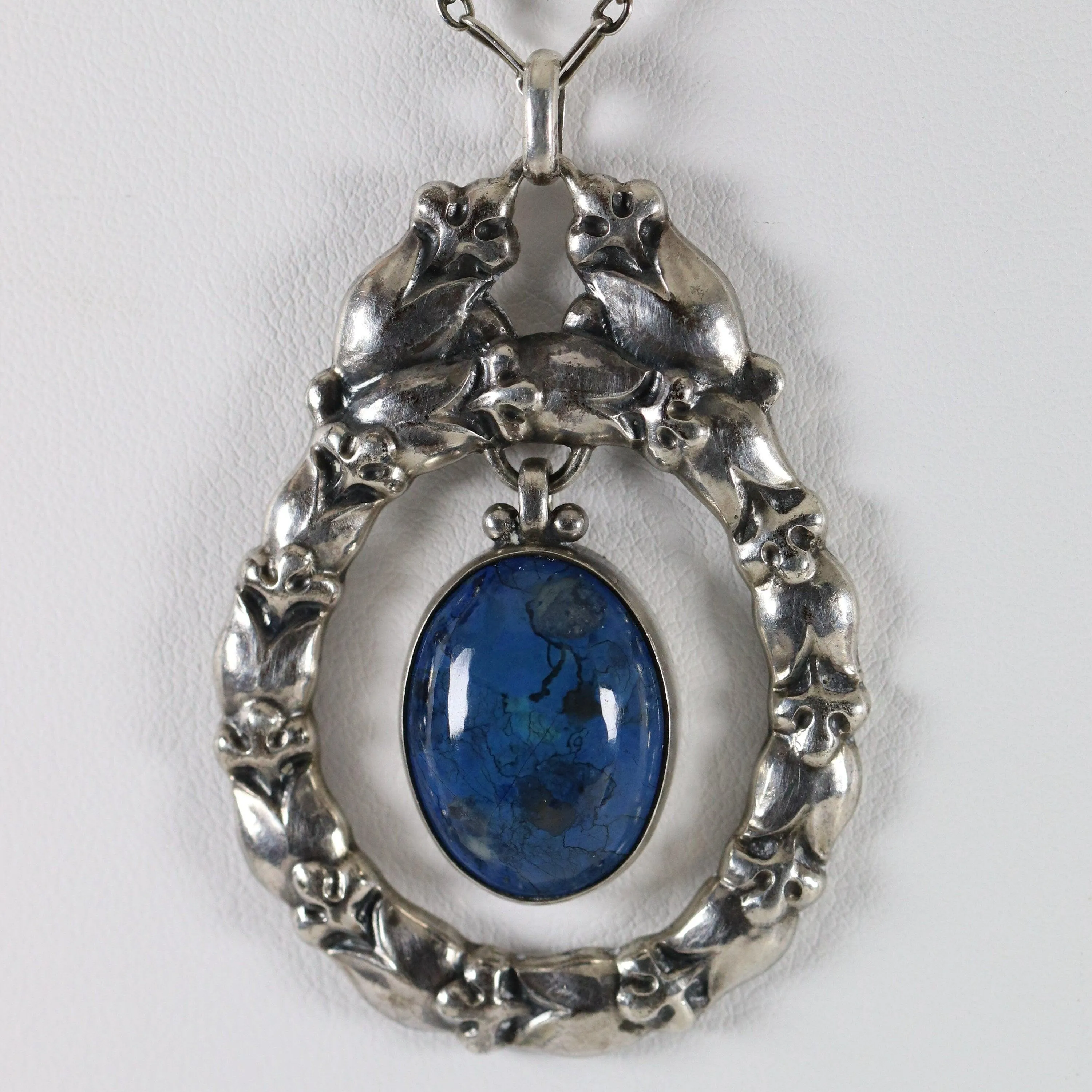 Georg Jensen Jewelry | Lapis Lazuli Art Nouveau Silver Vintage Necklace Pendant 20