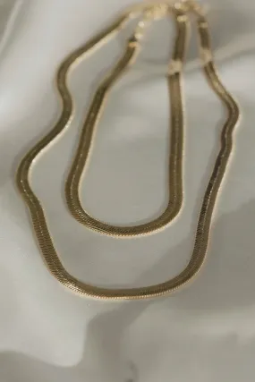 Gold Herringbone Chain Necklace, 20"