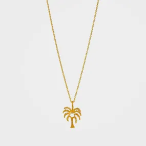 Gold Palm Tree Pendant Necklace with Moonstone - Palma | By Lunar James