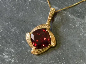 Gold Ruby Pendant - Vintage Ruby Necklace, July Birthstone Pendant