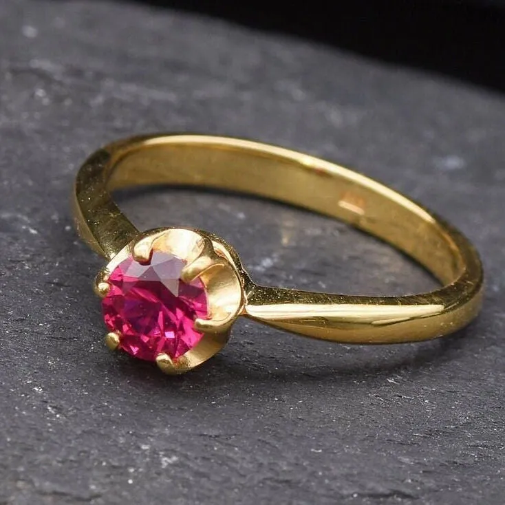 Gold Ruby Ring - Dainty Red Ring - Ruby Promise Ring