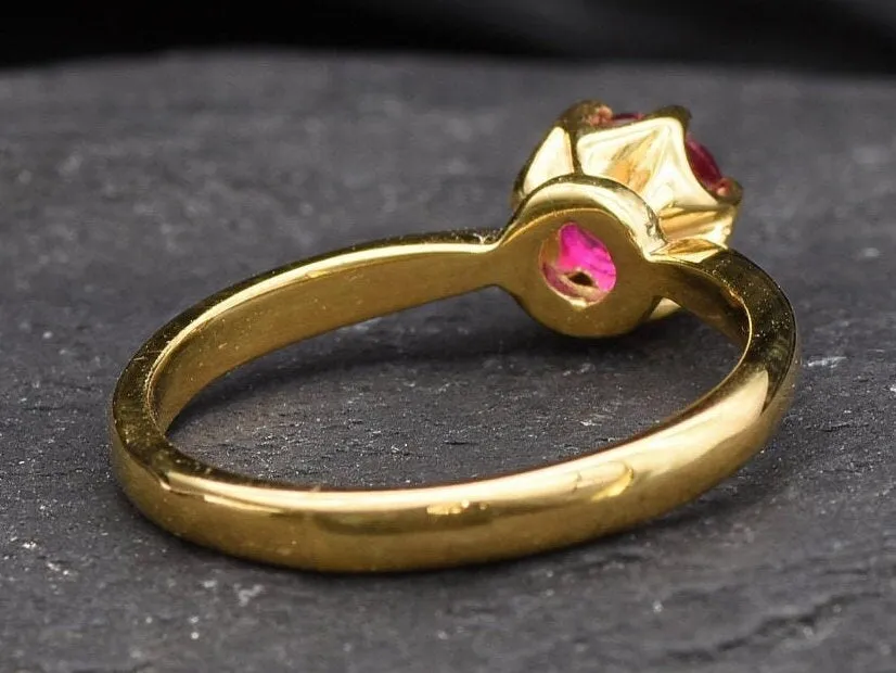 Gold Ruby Ring - Dainty Red Ring - Ruby Promise Ring