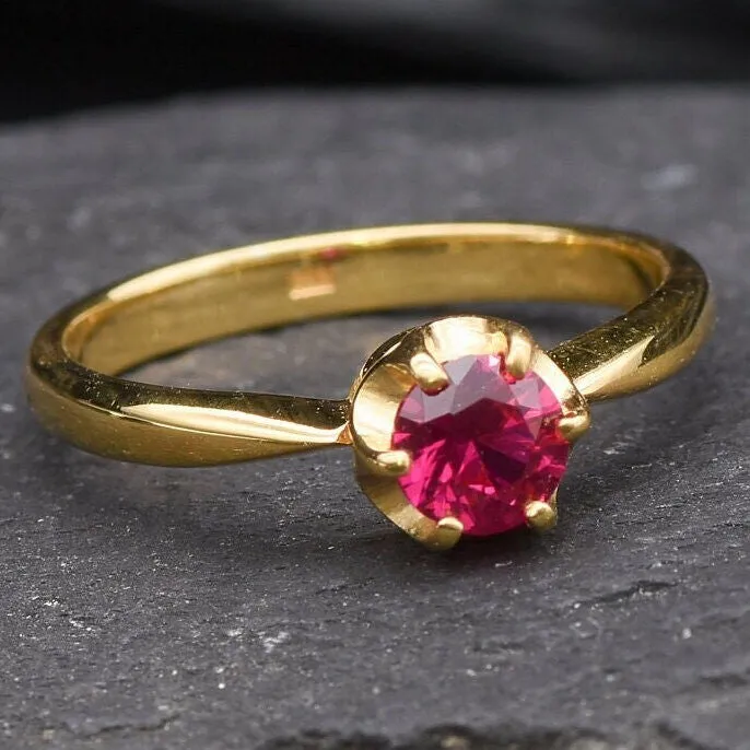 Gold Ruby Ring - Dainty Red Ring - Ruby Promise Ring