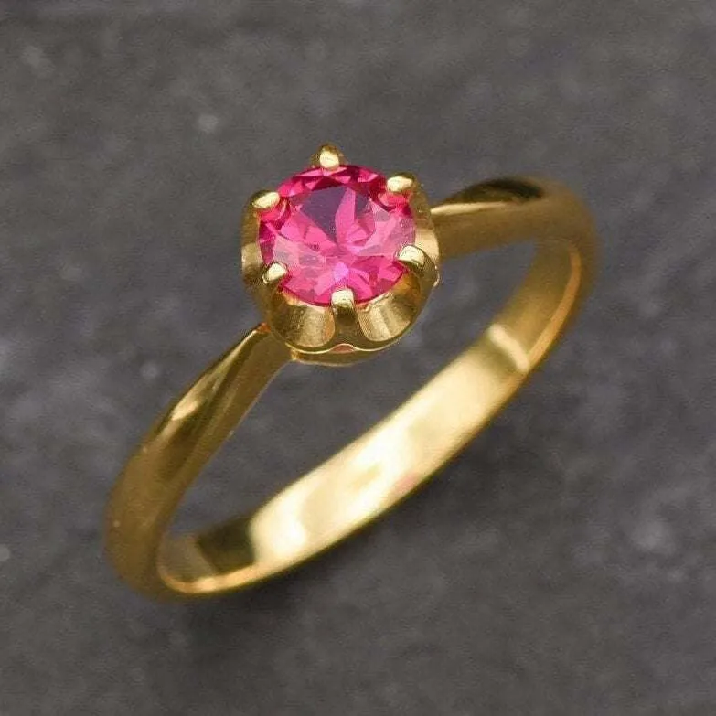 Gold Ruby Ring - Dainty Red Ring - Ruby Promise Ring