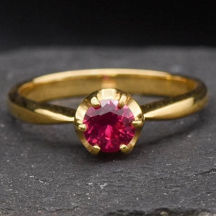 Gold Ruby Ring - Dainty Red Ring - Ruby Promise Ring