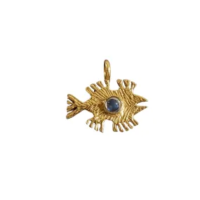 Gold Vermeil Fish Shape Rainbow Moonstone Charm