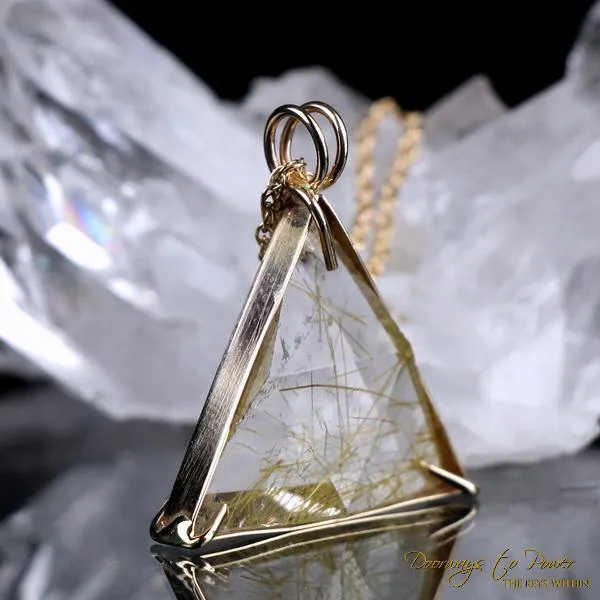 Golden Rutilated Quartz Vogel Star of David Pendant 14k Ultra Rare