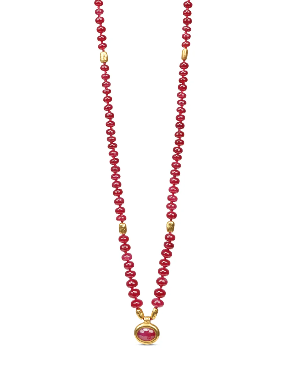 Graduated Ruby and Nugget Necklace